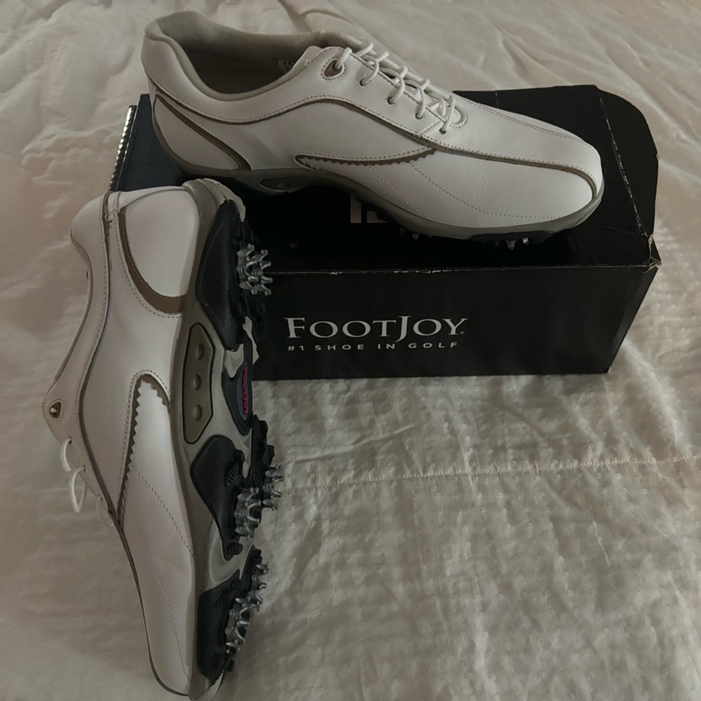 FootJoy FJ Summer Series 98756 White Leather Spikes Golf Shoes US 9.5